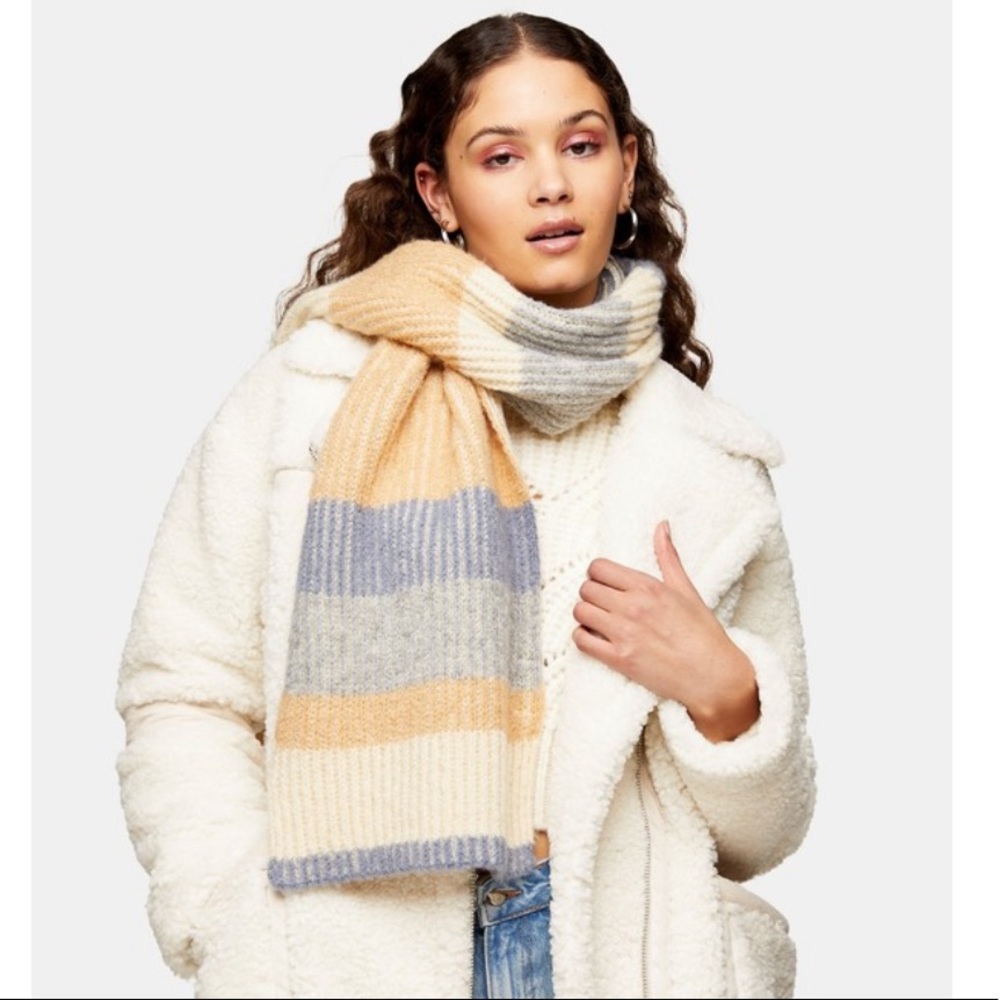 Topshop Multi Colored Stripe Knitted Soft Scarf